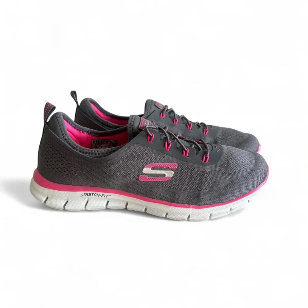 Skechers Air-Cooled Memory Foam Gray and Pink Women's Shoes